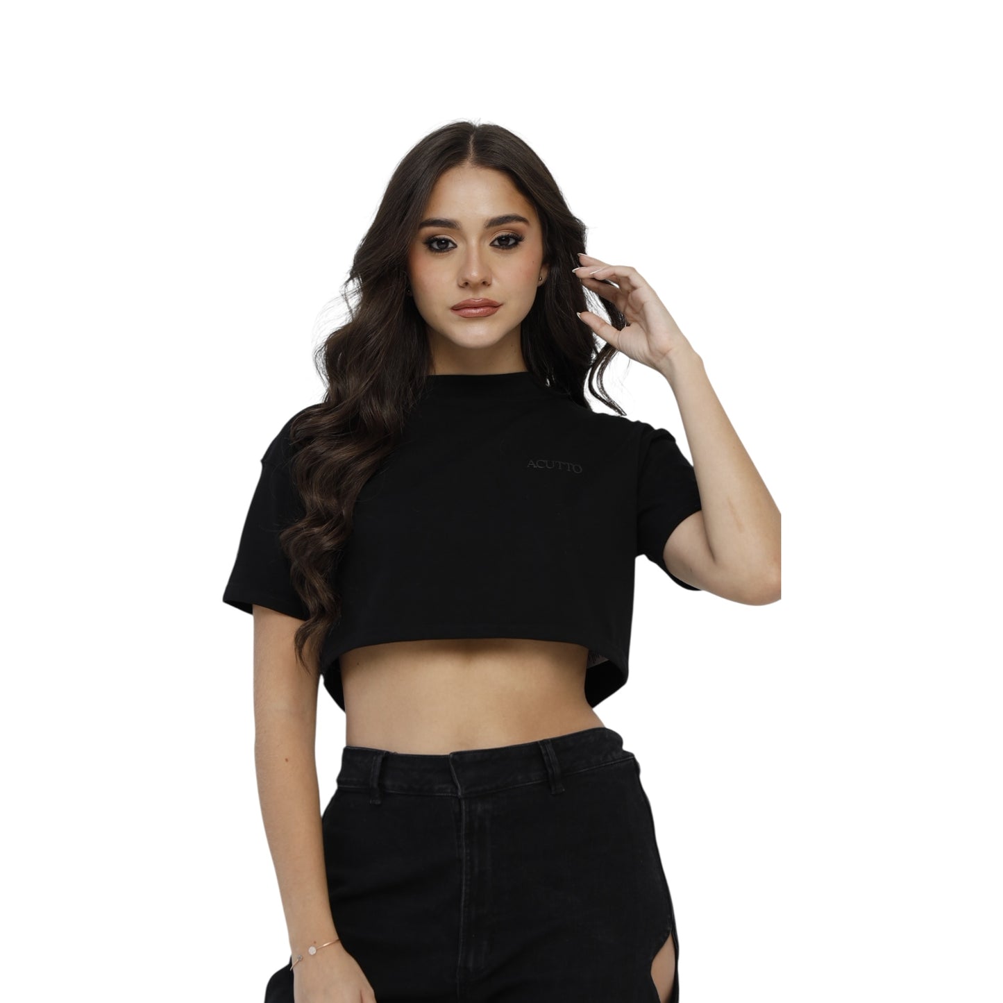 Crop Top Luce Nera Negro Lusso Discreto