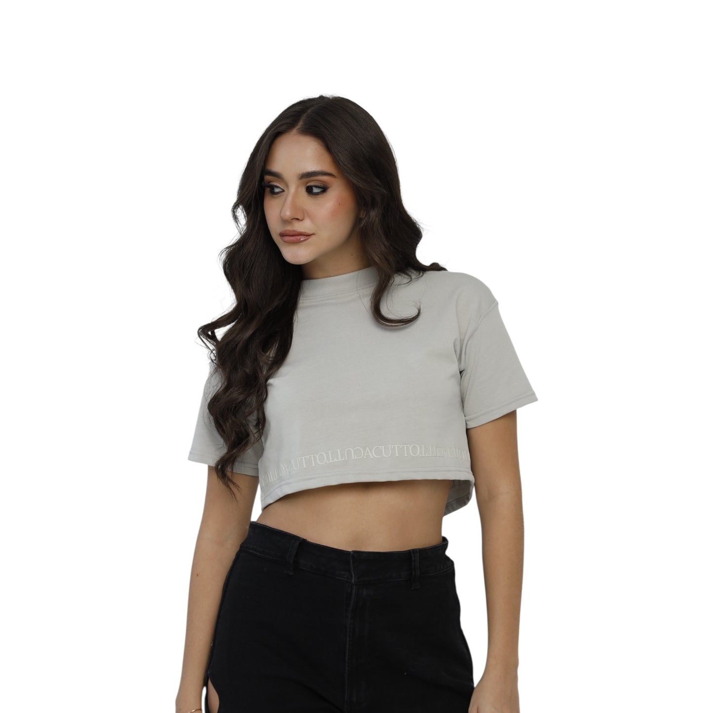 Crop Top Nebbia Gris Lusso Discreto